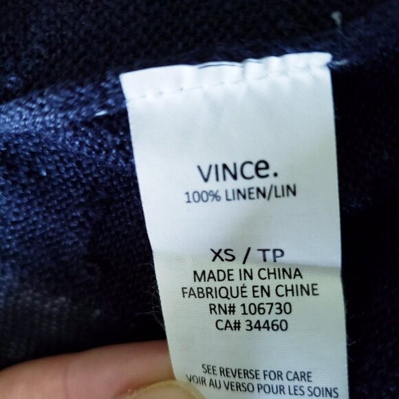 Vince Linen Oversized Long Sleeve Open Knit Mesh Blue Tunic Sweater - Picture 8 of 9